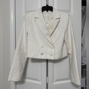 Avec Les Filles Textured Cream Blazer